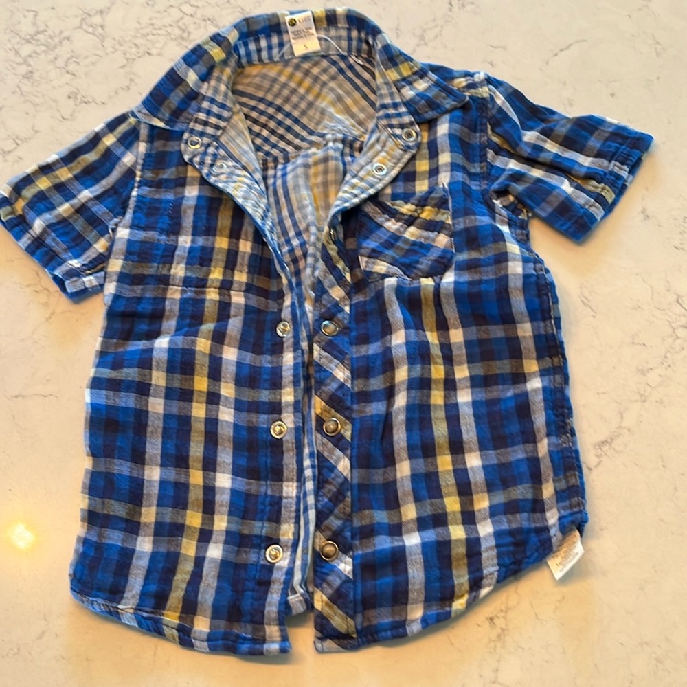 PL kids gauzy reversible button down